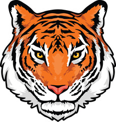 Tiger Face Expression Illustration. Tattoo Art. Vector.