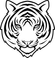 Tiger Face Expression Illustration. Tattoo Art. Vector.