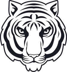 Obraz premium Tiger Face Expression Illustration. Tattoo Art. Vector.