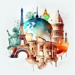 Obraz premium France in watercolor style by Generative AI