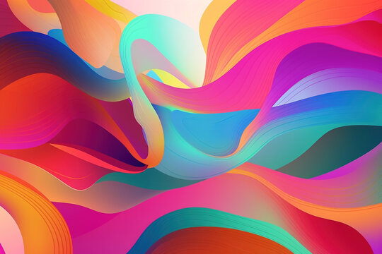 Kolorowe atrakcyjne fale - tapety 3D, tło - Colorful attractive waves - 3D wallpaper, background - Generated AI