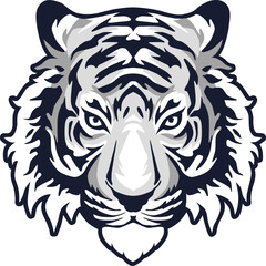 Tiger Face Expression Illustration. Tattoo Art. Vector.