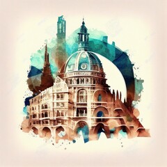 Obraz premium France in watercolor style by Generative AI