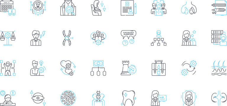 Equal opportunity linear icons set. Access, Diversity, Inclusivity, Fairness, Equity, Empowerment, Progress line vector and concept signs. Justice,Opportunity,Meritocracy outline illustrations