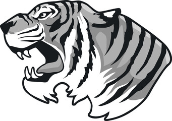 Tiger Face Expression Illustration. Tattoo Art. Vector.