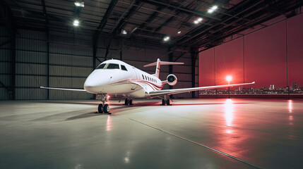 Fototapeta na wymiar Luxorious Business Jet in Hangar