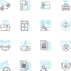 Joint effort linear icons set. Collaboration, Unity, Partnership, Synergy, Alliance, Companionship, Cohesion line vector and concept signs. Conjoint,Coordination,Fellowship outline illustrations