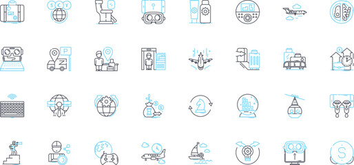 Artificial intelligence linear icons set. Machine learning, Robotics, Automation, Algorithms, Big data, Neural nerks, Natural language processing line vector and concept signs. Expert systems