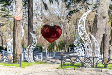 Red Heart outdoor decoration at Emirgan Park, Istanbul