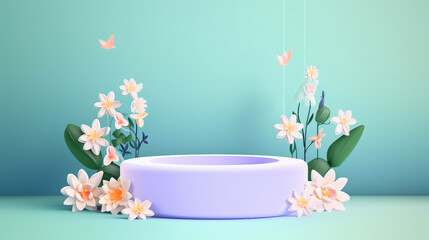 spring floral podium background