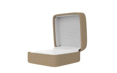 empty ring jewellery brown box on isolated background