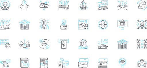 Corporate gains linear icons set. Profit, Revenue, Growth, Expansion, Increase, Performance, Earnings line vector and concept signs. Success,Achievement,Sustainability outline illustrations