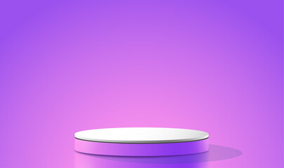 Realistic 3d cylinder pedestal podium. Abstract vector rendering geometric forms. Pastel minimal scene. Stage for showcase, Product display