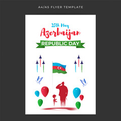 Vector illustration of Azerbaijan Republic Day social media story feed mockup template