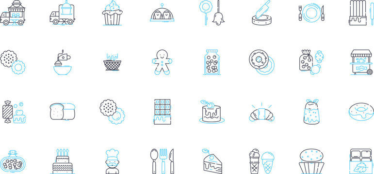 Salad maker linear icons set. Chopper, Slicer, Dicer, Grater, Spinner, Mixer, Processor line vector and concept signs. Shredder,Julienne,Mandoline outline illustrations