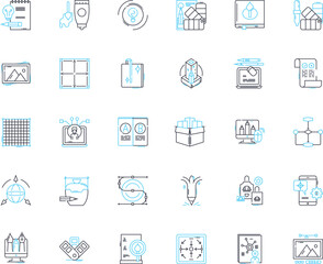 Visual market linear icons set. Aesthetics, Branding, Colors, Design, Graphics, Imagery, Illustration line vector and concept signs. Infographics,Logos,Photography outline illustrations