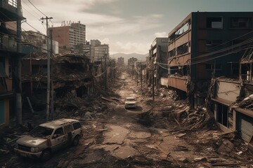 Fototapeta na wymiar Urban devastation. Generative AI