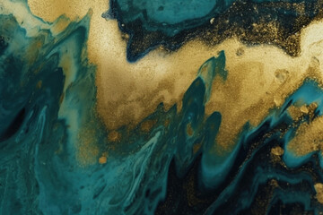 Złoty Mix - turkus i złoto - tapeta- ekskluzywne tło - Gold Mix - turquoise and gold - wallpaper- exclusive background - AI Generated - obrazy, fototapety, plakaty