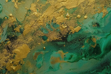 Fototapeta na wymiar Abstrakcyjna textura - złoto i malachit - Abstract texture - gold and malachite - AI Generated
