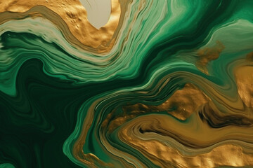 Obrazy na Plexi  Mix złotej i turkusowej farby - tapeta - Mix of gold and turquoise paint - wallpaper - AI Generated