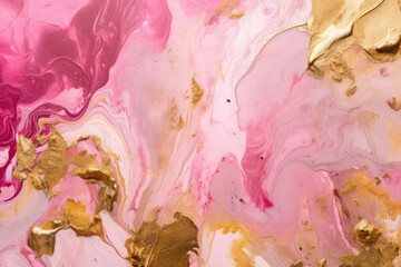Złoto i róż - tło kosmetyki - Gold and pink - cosmetics background - AI Generated