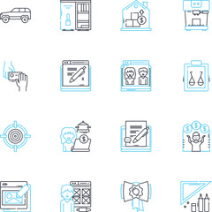 Scanner linear icons set. Digitalize, OCR, Sheet-fed, Flatbed, Portable, Duplex, Negatives line vector and concept signs. Transparency,Resolution,Colorful outline illustrations
