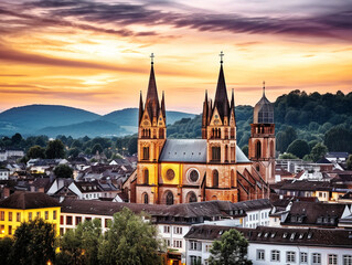 Enchanting Trier at Dusk - generative AI