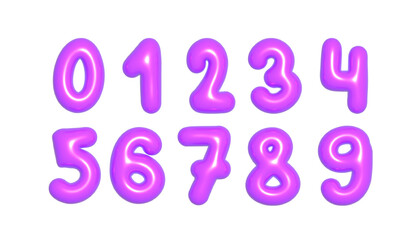 Glossy, luxury and colorful violet balloon digit zero. 3d realistic design element isolated on white and alpha background. For Happy Birthday, Anniversary, Party.