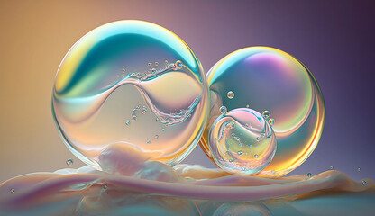 Soap bubbles close up in the detail - macro, Background, Generative AI
