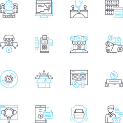 Web bazaar linear icons set. E-commerce, Online, Marketplace, Digital, Storefront, Platform, Shopping line vector and concept signs. Internet,Technology,Mobile outline illustrations