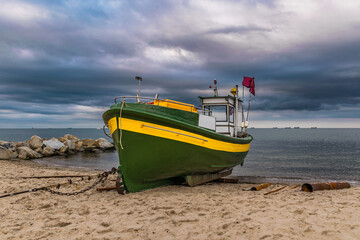 Naklejka na ściany i meble Fishing boat on the Baltic Sea 