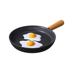 Healthy breakfast 3d boiled eggs in a frying pan