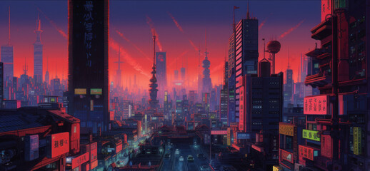 futuristic asian city, generative ai