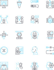 Collaborative teams linear icons set. Synergy, Partnership, Cooperation, Collaboration, Unity, Alliance, Joint effort line vector and concept signs. Mutualism,Coordination,Cohesion outline