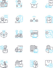 Fototapeta premium Rapid dispatch linear icons set. Swift, Expedient, Prompt, Agile, Efficient, Quick, Speedy line vector and concept signs. Rapid,Fast,Snappy outline illustrations