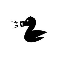 Obraz premium little cute duck swan with speaker on mouth logo design for creative production