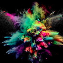 Obraz na płótnie Canvas Explosion of colorful powder on a black background