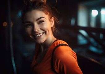Obraz premium Beautiful girl working out and doing excercises to stay fit and healthy. Fitness concept. Generative AI illustrations