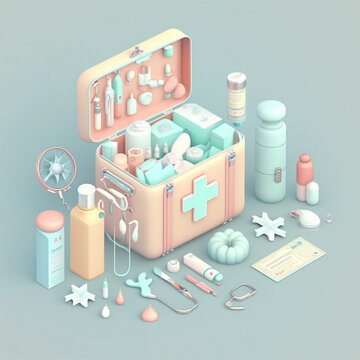 Zestaw medyczny - apteczka, pierwsza pomoc - Medical kit - first aid kit, first aid - AI Generated 