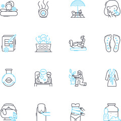 Fresh air linear icons set. Oxygen, Refreshing, Pure, Invigorating, Clean, Healthy, Natural line vector and concept signs. Breathable,Crisp,Revitalizing outline illustrations