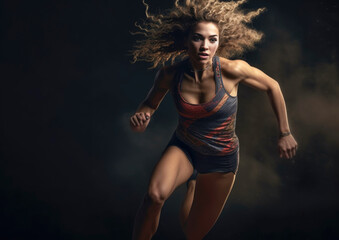 Obraz premium Beautiful girl working out and doing excercises to stay fit and healthy. Fitness concept. Generative AI illustrations