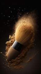 Fototapeta premium Make-up brush studio product photo with dark background created using generative ai tools