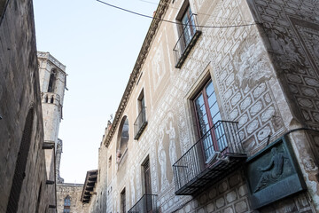 Architectural detail of the Gothic Quarter, the historic centre of the old city of Barcelona, part of the Ciutat Vella district.