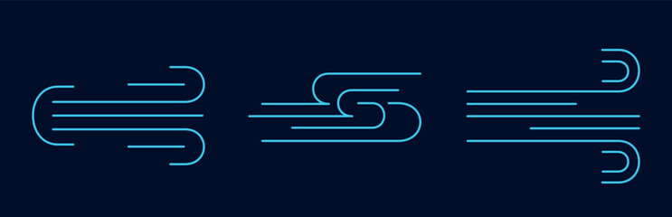 wind on a dark background, elegant lines with swirls in the form of wind