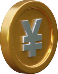 Obraz premium Golden yuan coin 3d render illustration