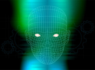 Futuristic human face vector illustration