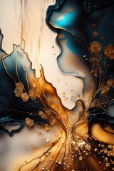 Obraz premium Beautiful abstract ink texture design, made with generative ai