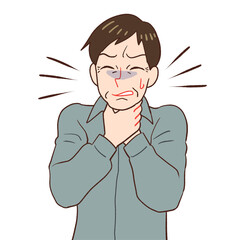窒息している男性のイラスト
