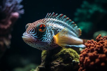 Tropical fish in coral reef habitat. Generative AI