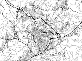 Vector road map of the city of  Saint-Etienne in France on a white background.